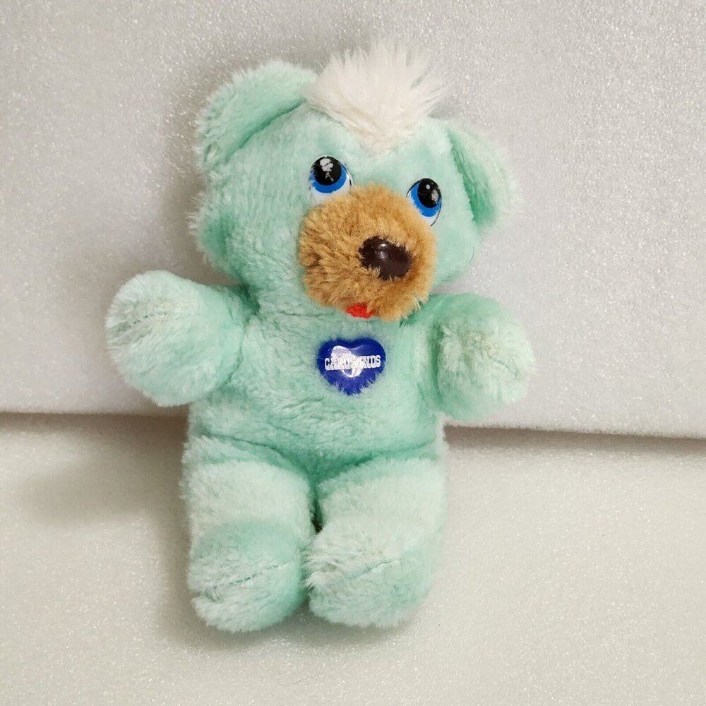 Carowinds Mint Green Teddy Bear Plush Brown Nose Vintage 8 Inch Souvenir Toy